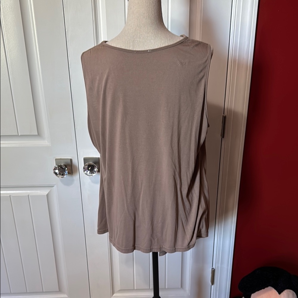 Elegant Women's Tan Sleeveless Top - Picture 2 of 4